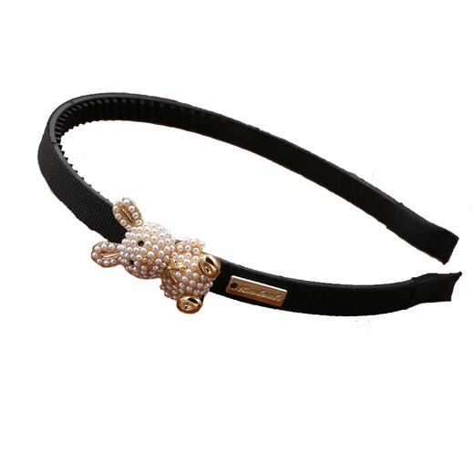 Rongxia children's hairband cute imitation pearl bunny hair accessories girls hairpin student non-slip headband girl headband princess bunny black