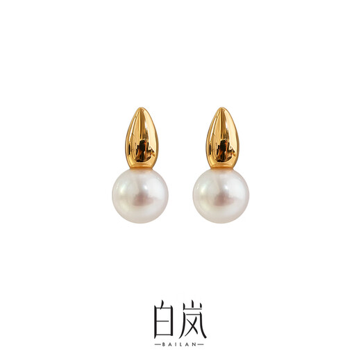 Bai Lan dangle bead earrings, freshwater pearl earrings, women's niche high-end light luxury and exquisite jewelry, birthday gift for wife, dangle bead earrings