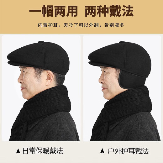 CHICORA middle-aged and elderly hats men's spring and autumn forward hat thin section old man grandfather dad new spring and summer casual peaked cap 301 black thickened M (57-58cm)