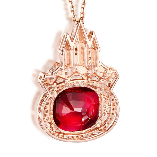 Haikai Necklace Women's Tourmaline Red Gemstone Necklace Luxury Jewelry Valentine's Day Birthday Gift Pigeon Blood Tourmaline Necklace (4.93 carats 30-point diamond/selected flawless)