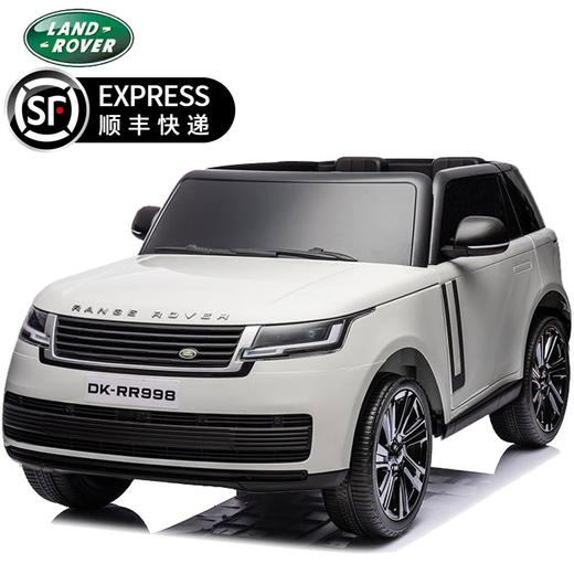 Xingchenhao Land Rover Range Rover Kinder-Elektroauto Allradantrieb mit ferngesteuertem Spielzeugauto kann im Geländewagen sitzen, Kinderwagen für Kinder, weiß poliert, Allradantrieb + Fernbedienung + Schaukel + Ledersitz + weiche Räder