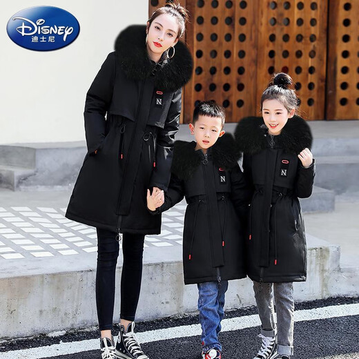 Disney Mother and Daughter Clothes Winter Different Parent-Child Clothes Down Jackets Family Clothes Family of Three Mother and Child Fashionable Jackets Winter Clothes Trendy Black (Black Fur Collar) Baby Girl 110 (90-115cm)