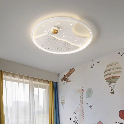 凡丁宁儿童房吸顶灯全光谱护眼男孩创意宇航员卧室灯中山灯具2024款 全光谱-宇航员 白色【三色光】