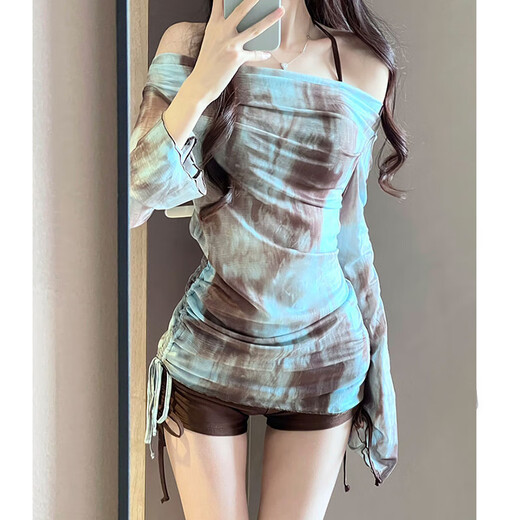 Yezhi Bikini Swimsuit Three-piece Sexy Small Breasts Gathered to Cover Belly and Look Slimming Hot Spring Resort Hot Girl Style Can Be Weared Outside One Size 80-125 Jin Jin is equal to 0.5 kg