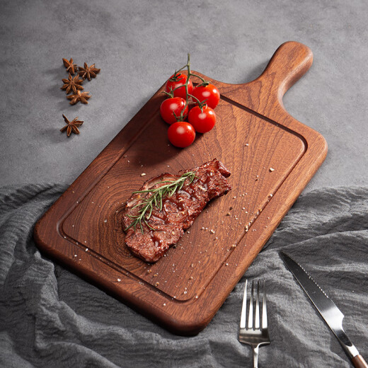 Qixuan Steak Dinner Plate Wooden Wooden Plate Western Food Plate Steak Board Solid Wood Tray Knife and Fork Set Meaty Wooden Plate Round/18x18.cm*20 Pieces
