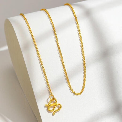 DL 1998 Fat Donglai same style 18k gold plain chain necklace gold-plated 18K gold female clavicle chain Au750 color gold O-shaped chain for girls 18K gold O-shaped chain M buckle