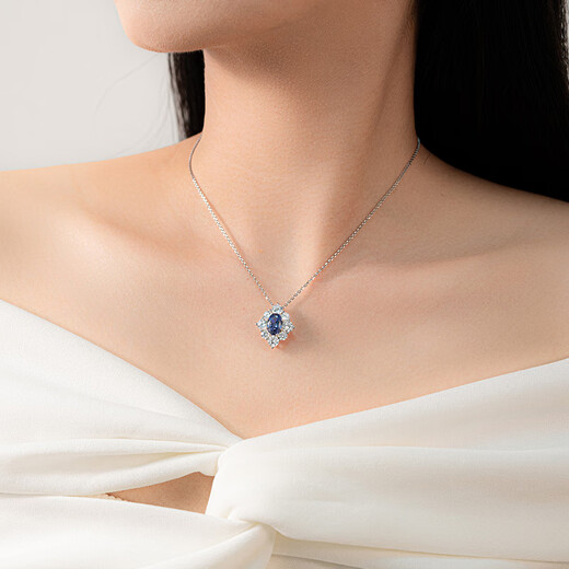 HKHL 925 Silver Tanzanite Blue Gemstone Necklace for Women Light Luxury Pendant Silver Clavicle Chain Holiday Birthday Gift for Girlfriend Tanzanite Blue Gemstone Necklace + Light Luxury Gift Box