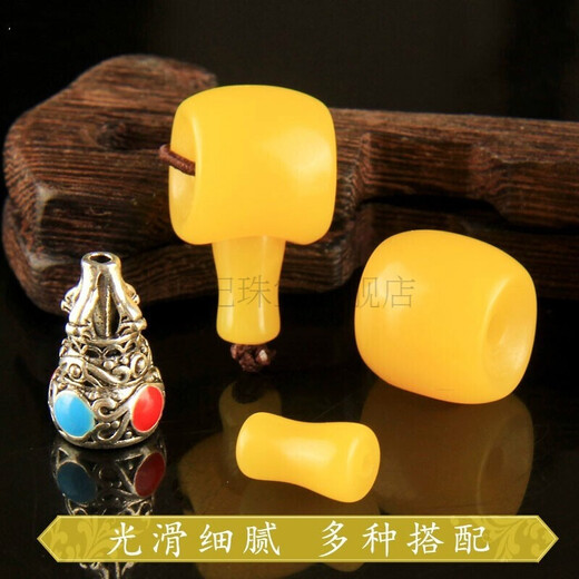 Dingfei Chicken Oil Yellow Tibetan Beeswax Buddha Head Three-way Set Bracelet Amber Buddha Bead Accessories Star and Moon Bodhi Accessories Set Tibetan Silver Pagoda/Chicken Oil Yellow Beeswax Tibetan Buddha Head-18MM