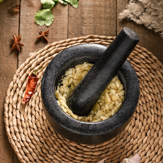 Kawashimaya (KAWASIMAYA) stone mortar garlic mortar household garlic pounder natural stone bowl old-fashioned garlic masher grinder granite garlic pounder