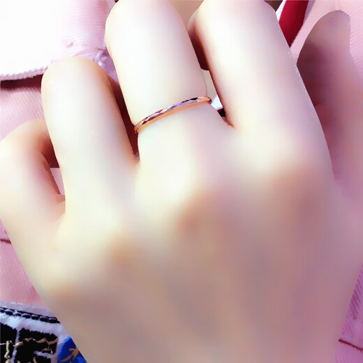 Mrs. Caizhi Jewelry Pure 14k Rose Gold Couple Ring 585 Purple Gold Ring Pair of Rings for Gift Women No. 22