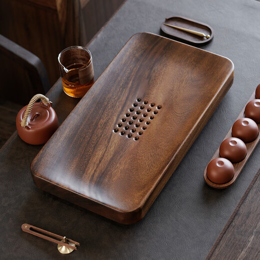 Wutu walnut tea tray home simple office high-end solid wood dry tea tray saucer storage and drainage small tea table