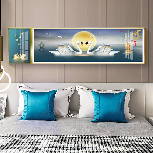 莫画泸林现代简约卧室装饰画温馨浪漫床头画酒店宾馆民宿房间挂画背景墙画 10 相濡以沫12140 170*50黑框(晶瓷画)1.8-2米床头