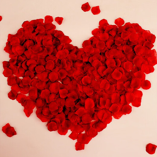 Yidu Xishi simulated rose petals decoration wedding room layout set confession of love on the bed fake flowers proposal romantic wedding supplies simulated big red rose petals 1000 pieces