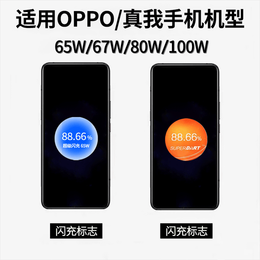 时途适用OPPO充电线65W/67W/80W/100W数据线reno11/10/9/5/6/7pro/R17find x3真我gt neo2/x7/50大师版 闪充数据线【1条装】 闪充线1m