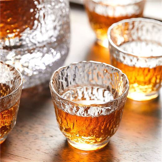 WINEWINGS Japanese hand-made glass wine warmer set household liquor dispenser hammer pattern sake ice jug Japanese wine cup wine set wine glass single simple package