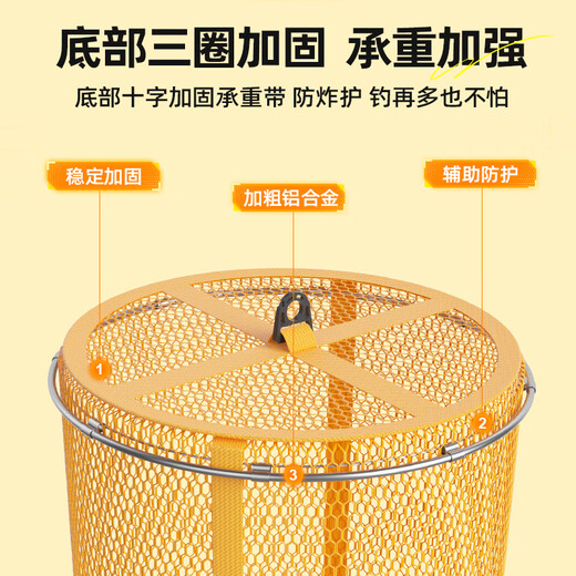 JIADIAONI 24 new small fish protection, special anti-hanging, quick-drying fishing protection, black pit fishing, competitive fishing net bag 25cm 1.6m double circle fish protection, yellow style, thickened rubberized mesh