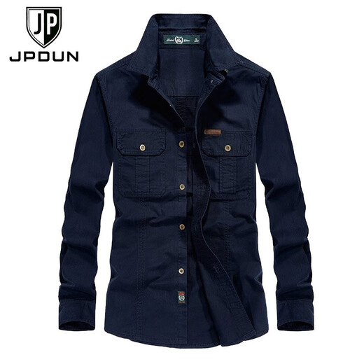 JP Autumn Outumn Outdoor Men's Long-Long Shirt Shirt Wask Camiseta casual 1283 Blue oscuro M-170