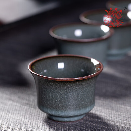 Longquan celadon high-end tea set Ge kiln iron tire ice crack open piece home reception tea pot tea cup set gift box iron tire fixed pot tea set 10 pieces gift box