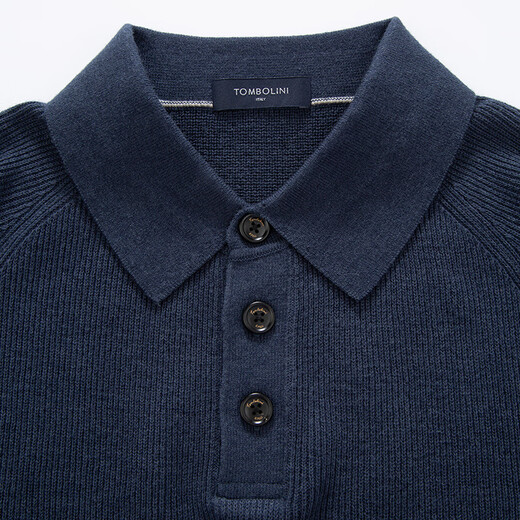 Dongbolini Men's New Autumn and Winter Relaxed Polo Style Wool Sweater Lapel Solid Color Sweater Twilight Blue One Size 52