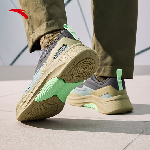 ANTA Slip on Men's Casual Shoes Comfortable, Breathable, Trendy Soft Sole Heightening Small Black Shoes Castle Gray/Fish Eye Blue/Toffee Yellow-5 42