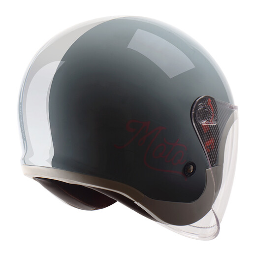 Yema (YEMA) 3C certified 633S electric motorcycle helmet, men's and women's all-season half helmet, battery car helmet, winter, one-size-fits-all, squirrel gray motorcycle flower with transparent lens