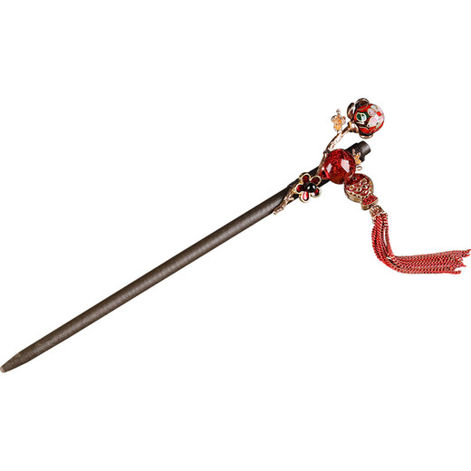 Ancient sayings and modern style, ancient style red hairpin hair accessories, Hanfu headdress, step shake tassels, hairpins, retro hairpins, simple cheongsam, wooden hairpins, hairpins, default packaging