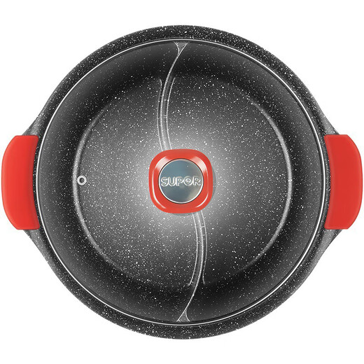 Supor hot pot large diameter star stone non-stick mandarin duck shabu-shabu non-odor induction cooker gas stove open flame universal NT30SA1 Chinese red 30cm