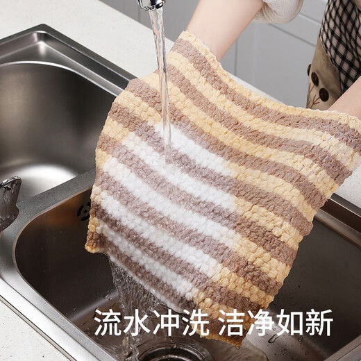 MARYYA MARYYA kitchen dishwashing cloth, household water-absorbent, lint-proof, oil-free coral velvet cleaning towel (5 packs), 15 sheets in total