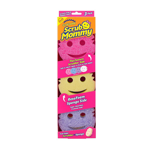 SCRUB DADDY dishwashing sponge imported from the United States smiley face cleaning scrubbing dish wiping scouring pad magic cleaning household rag double-sided color 3-pack