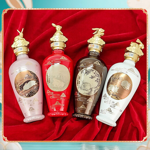 Wuliang Luzhou Wuliangye General Factory Zodiac Commemorative Liquor Luzhou Flavor Liquor Collection One-year-old New Year's Gift High-end Gift Box 52 Degrees 500mL 4 Bottles Guimao Year of the Rabbit
