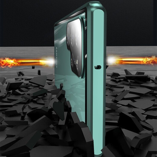 Qinyuan Samsung S23 mobile phone case S23Ultra protective cover ultra-thin magnetic internet celebrity + Magneto all-inclusive edge anti-fall transparent double-sided glass metal back cover for men and women Youyuan black double-sided glass all-inclusive* film-free Samsung S23Ultra