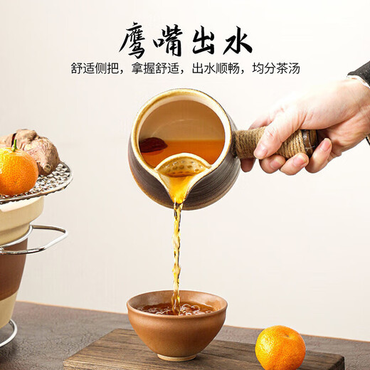 Qixuanyuan stove-cooked teapot, side-handled pot with lid, single pot utensil, household indoor high-temperature-resistant ceramic tea-making health pot