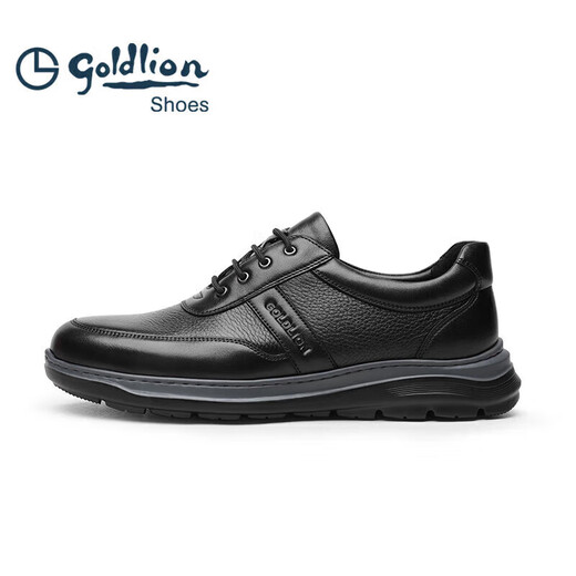 Goldlion Men's Shoes Business Casual Shoes Fashionable Simple Soft Comfortable Casual Leather Shoes G521310530AAA-Black