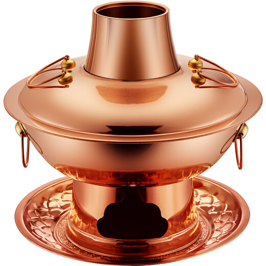 CHUILAOYE old-fashioned Beijing copper hot pot charcoal pure copper pot hot pot special pot household mandarin duck pot carbon earth hot pot pot