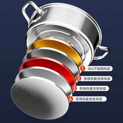 Manami thickened 304 stainless steel hot pot basin sun basin mandarin duck basin octagonal basin clear soup pot household induction cooker hot pot free soup spoon - extra thick 304 mandarin duck pot 32cm