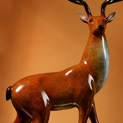 Copper Zhixiang Copper Ornaments <Yilu Gaosheng> Fushou Youlu Living Room Desk Chinese Art Creative Home Decoration Gift Brown Small Size 20cm Length 7cm Width 32cm Height