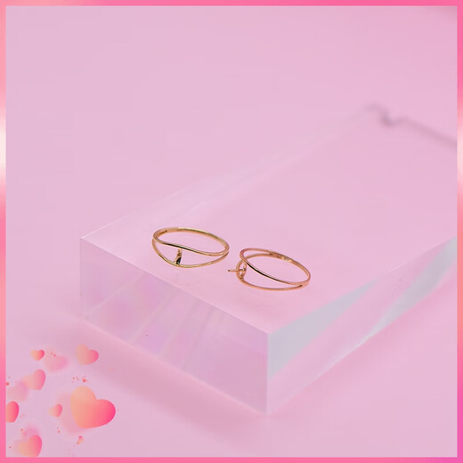 Caizhi New Product 18K Gold Big Mouth Ring Pearl Ring Empty Holder Women's Jasper Beeswax DIY Accessories K Red Ring Holder 15# Does not contain pearls