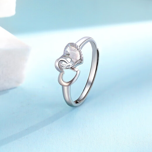 Mengjinyuan Platinum Ring Heart to Heart Love Engraved Blank Gold PT950 Brushed Living Ring as a birthday gift for your girlfriend, about 2.6g