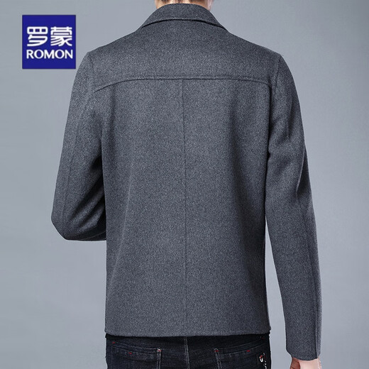 Luo Meng high-end men's woolen coat autumn and winter woolen short double-sided woolen coat thickened dad casual jacket black XL