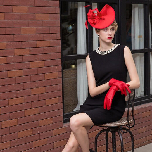 EE original design European and American fashionable lady hat Elegant and versatile Jockey Club lady style hat for women 2336 red