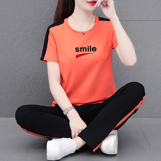 NY-EMMA Traje deportivo para mujeres de algodón de algodón de manga corta de manga corta de mediana edad.