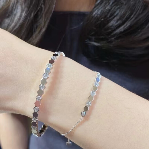 Luruo Honeycomb Bracelet Women's 925 Silver 18K Rose Gold Simple Fashionable Diamond Honeycomb Light Luxurious Niche Design Birthday Gift White Gold