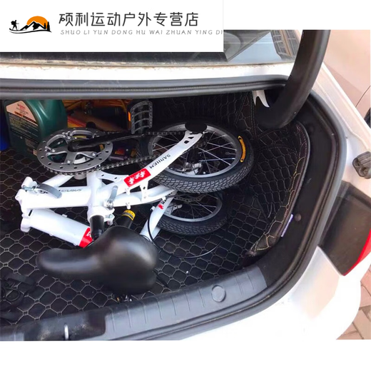 Folding bicycle to put in the trunk, 14-inch folding bicycle, ultra-light and portable, men's and women's, small wheel, disc brake, single speed, 14-inch, low-end, holding brake, black