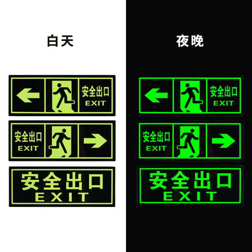 Aimo painted safety exit signs luminous wall stickers channel evacuation emergency self-luminous reminder stickers 36*14cm 5 sheets