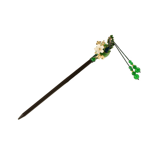 Mr. Ouyang's antique retro imitation Hetian jade petal hairpin, ancient Hanfu tassel step headband, modern girls' hairpin, maple leaf like red