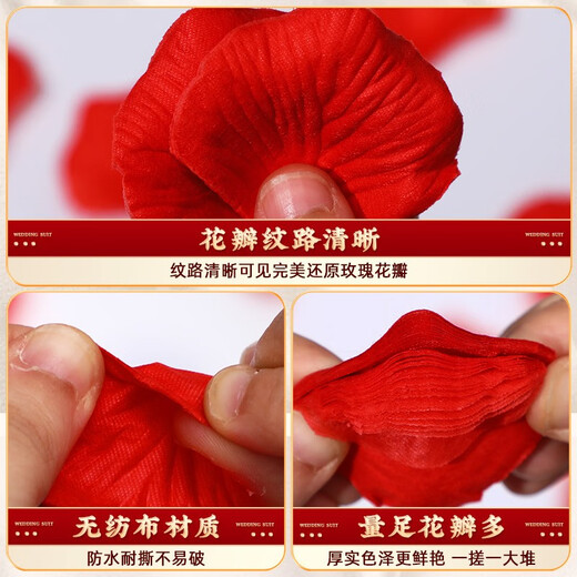 Yidu Xishi simulated rose petals decoration wedding room layout set confession of love on the bed fake flowers proposal romantic wedding supplies simulated big red rose petals 1000 pieces