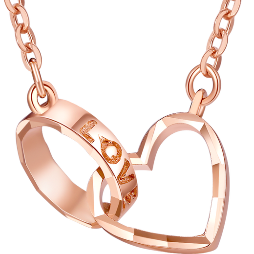 Saturday blessing 18K gold necklace female love interlocking necklace birthday gift KI064668 42+3cm