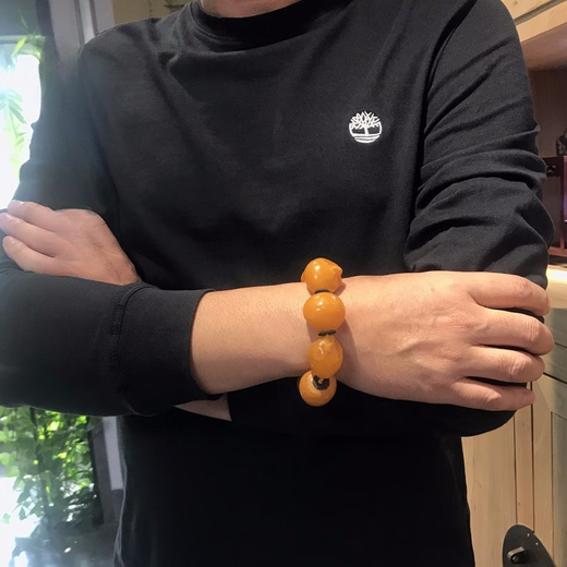 Menbin Hengfulong Natural Beeswax Sea Drift Seed Bracelet Large Men's Raw Baltic Russian Raw Stone Bracelet Single Circle 63