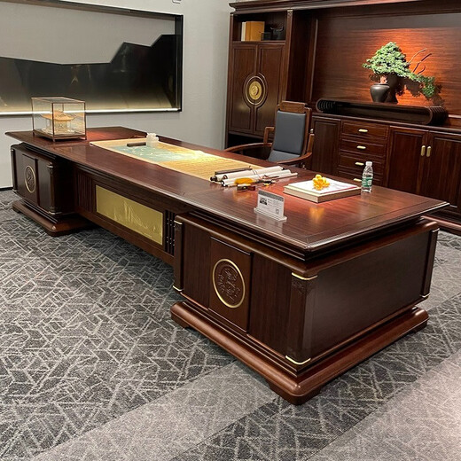 Jiushui new Chinese style all solid wood executive desk simple boss desk president desk writing desk ebony wood office business customization ebony wood material