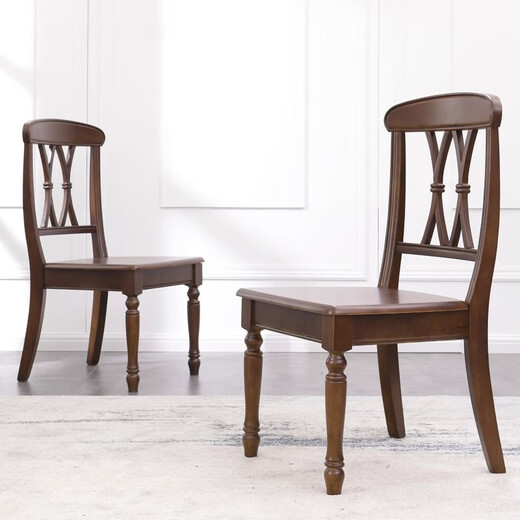 
Famanshijia American solid wood full log walnut dining chair high backrest restaurant home casual book chair retro desk chair 9925 walnut color log dining chair a